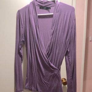Ralph Lauren Lilac Cross-Front Long Sleeve Shirt
